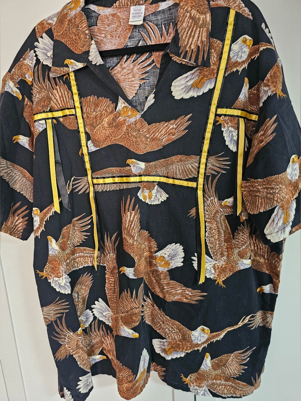 Vintage Duffies Shirt 4X Native American Design Bald Eagle Yellow Ribbon EUC